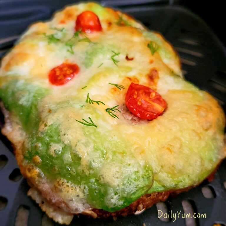 crispy cheesy toast with avocado in air fryer