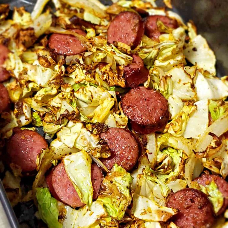 Air Fryer Cabbage and Sausage