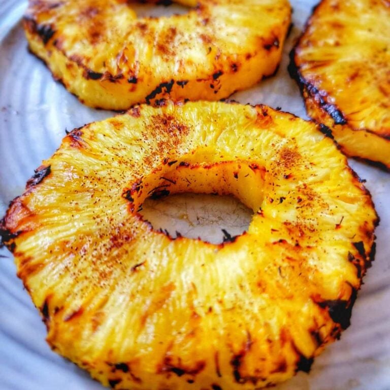 air-fried pineapple with charred edges