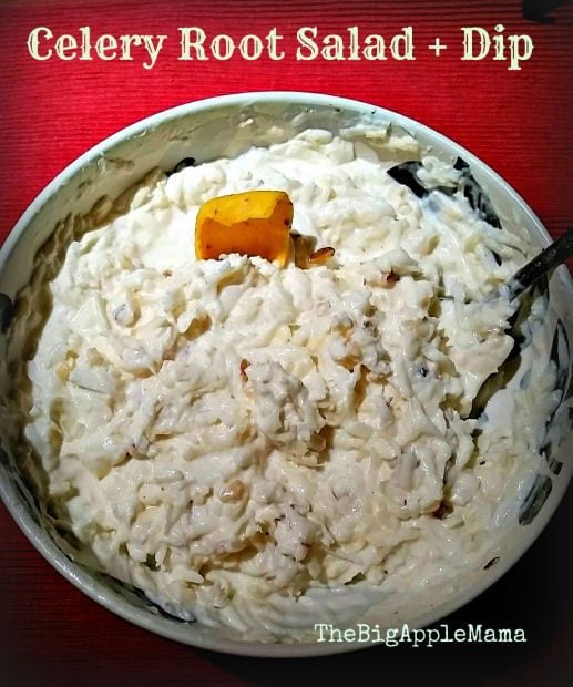 creamy salad dip with celery root
