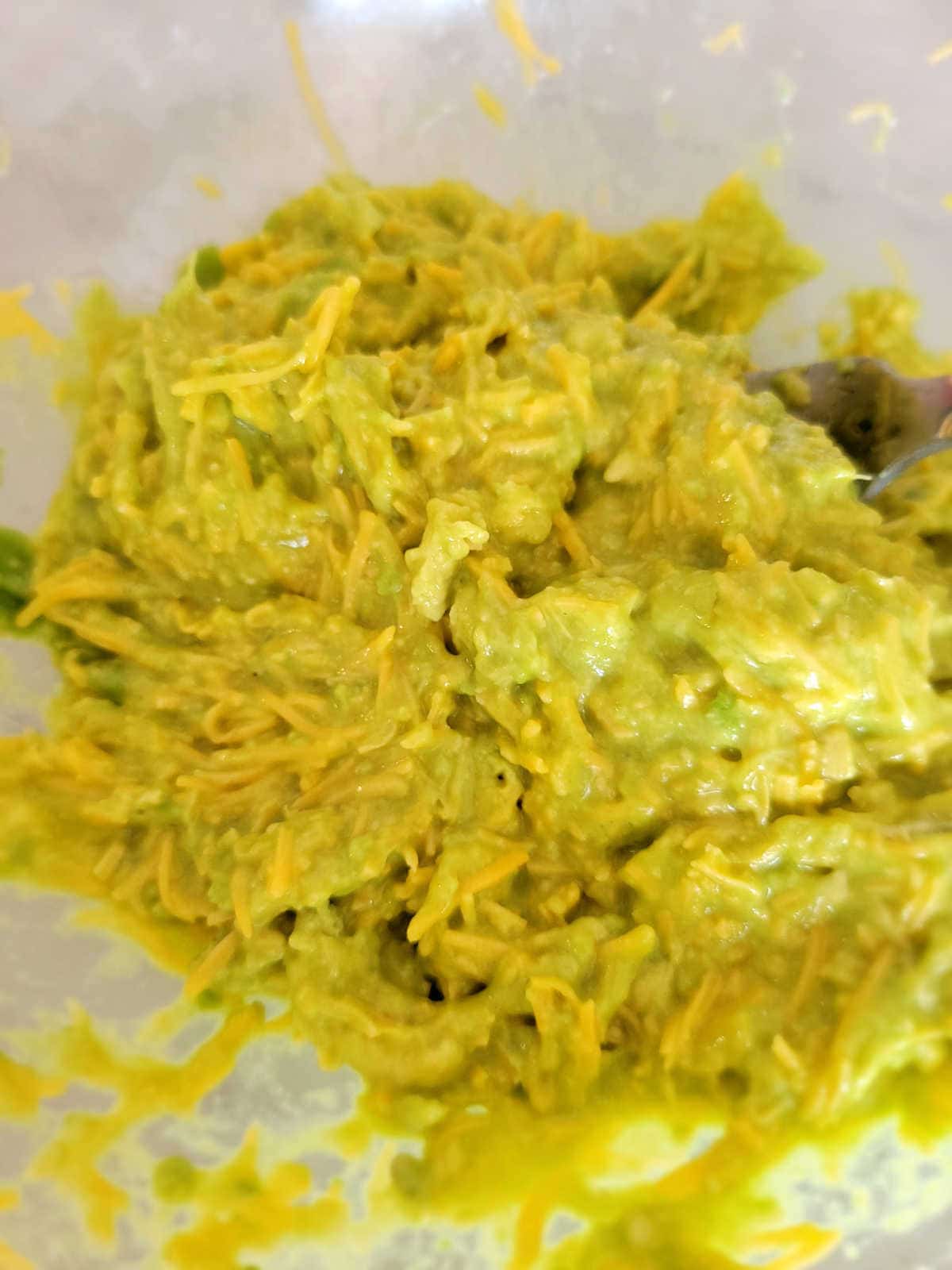 avocado, egg and cheese mixture