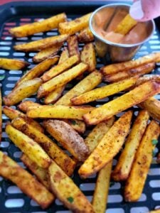 Air fryer French fries with appetizing crispy look