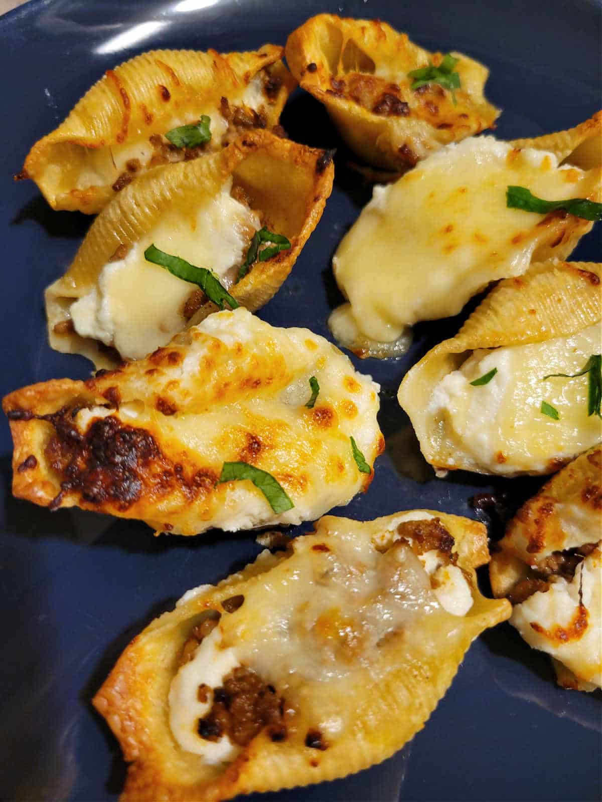 jumbo pasta shells filled with meat and cheese