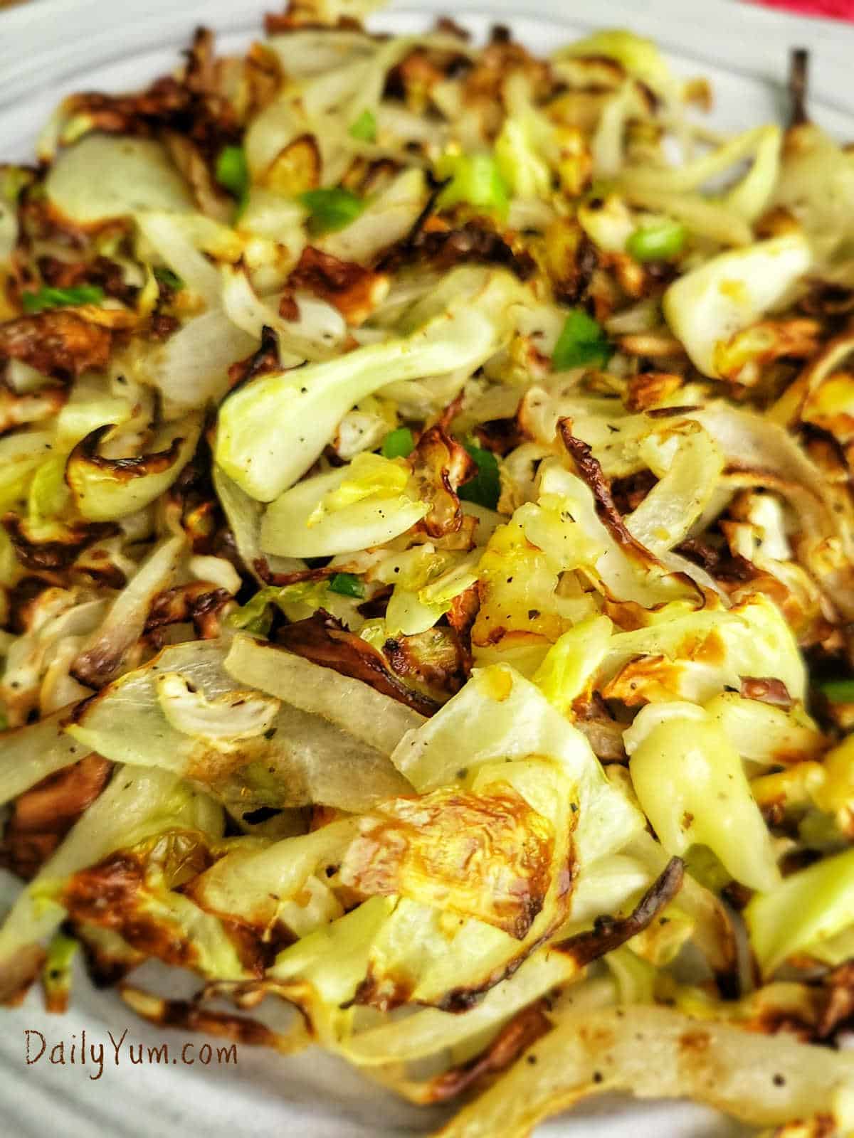 sliced cabbage with charred edges