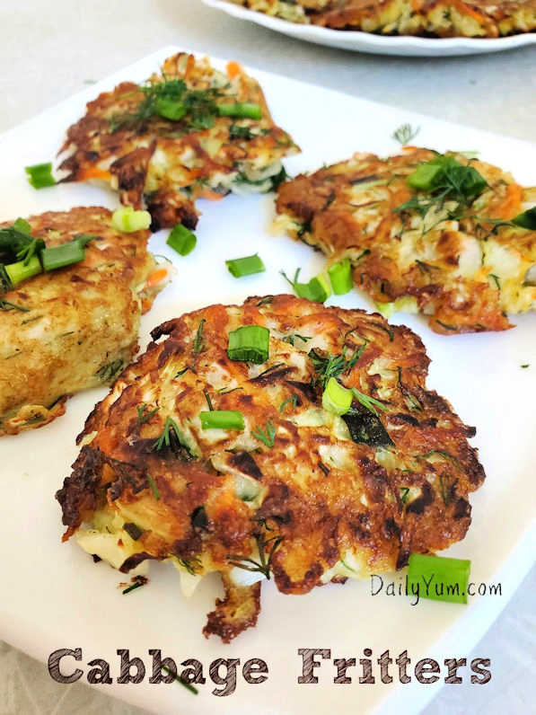 golden brown pancakes with cabbage