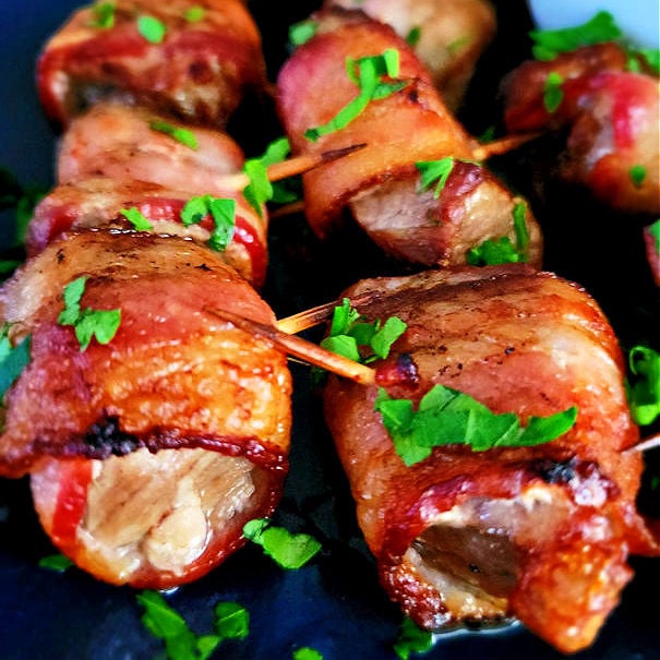 Air Fryer Bacon Wrapped Steak Bites